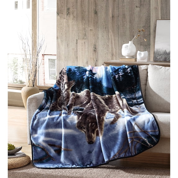 Wild Frontier Wolves Gray Polyester Throw, 50 in x 60 in