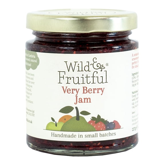 Wild & Fruitful Very Berry Jam - 227g Jar | Delicious Blend of Strawberries & Raspberries | Hand Made in Cumbria