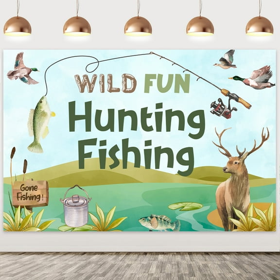 Wild Fun Hunting Fishing BackdropHunting Fishing Birthday Party DecorationsFishing Themed Party Decorations Supplies.