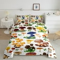 thumbnail image 1 of Wild Fungus Bedding Set Full Brown Mushroom Comforter Set, Navy Blue Orange Plants Duvet Insert Tropical Botanical Quilt Set, Green Grass Bedding Comforters & Sets Cartoon Room Decor Breathable, 1 of 5