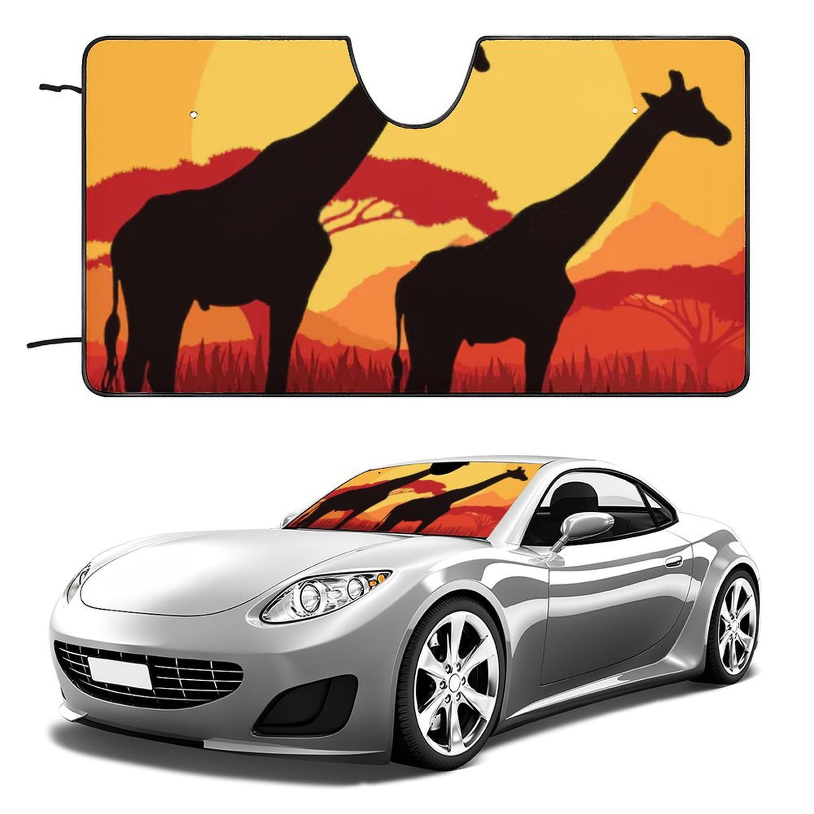 Wild Giraffes And Trees on The African Savannah Car Sun Shade