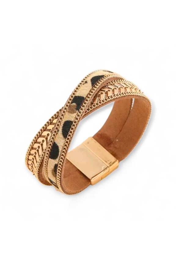 Wild Glam Leopard Wrap Bracelet