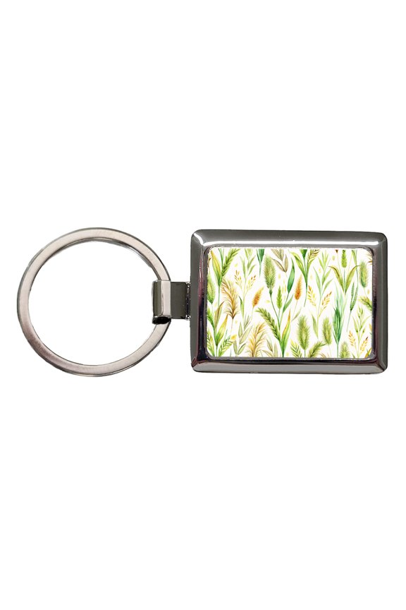 Wild Grasses Metal Rectangle Keychain