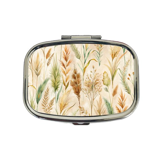 Wild Grasses Wheat Pattern Small Travel Handbag Pill Box Case