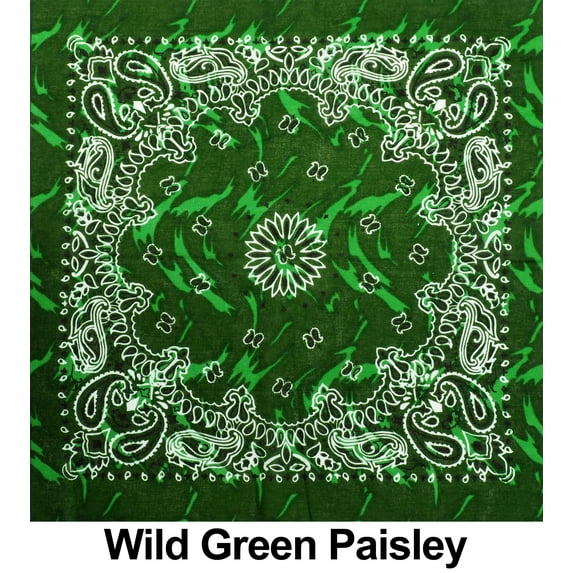 Wild Green Paisley Print Designs Cotton Bandana (22 inches x 22 inches)