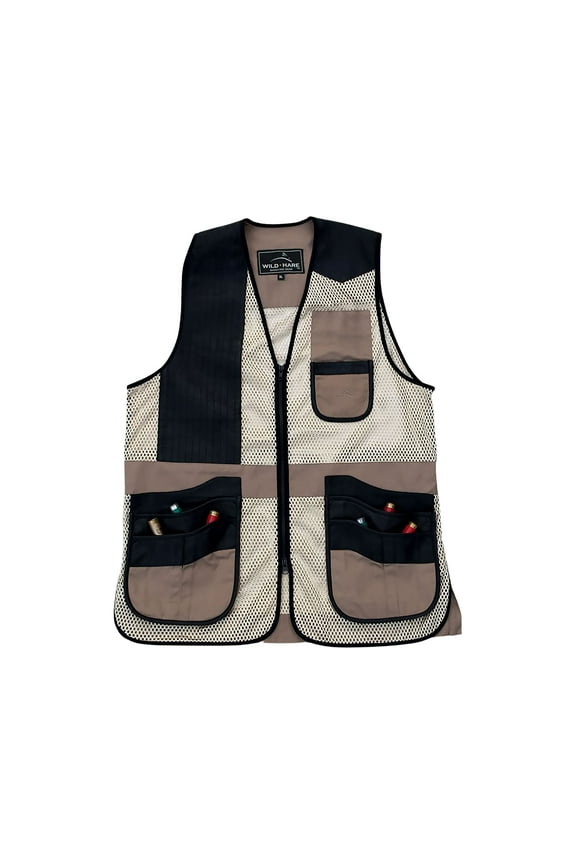 Wild Hare Men's Range Shooting Vest with Leather Trim Right Hand Tan/Black XL