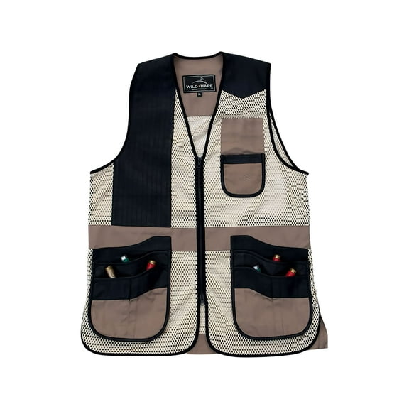 Wild Hare Men's Range Shooting Vest with Leather Trim Right Hand Tan/Black XL
