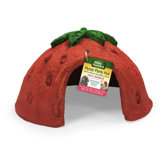 Wild Harvest Picnic Party Strawberry Hut for Small Animals, 9.84" x 9.84" x 5.91"