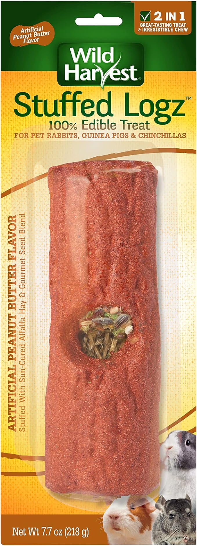 Wild Harvest Stuffed Logz 1 Count, Edible Treat for Rabbits, Guinea