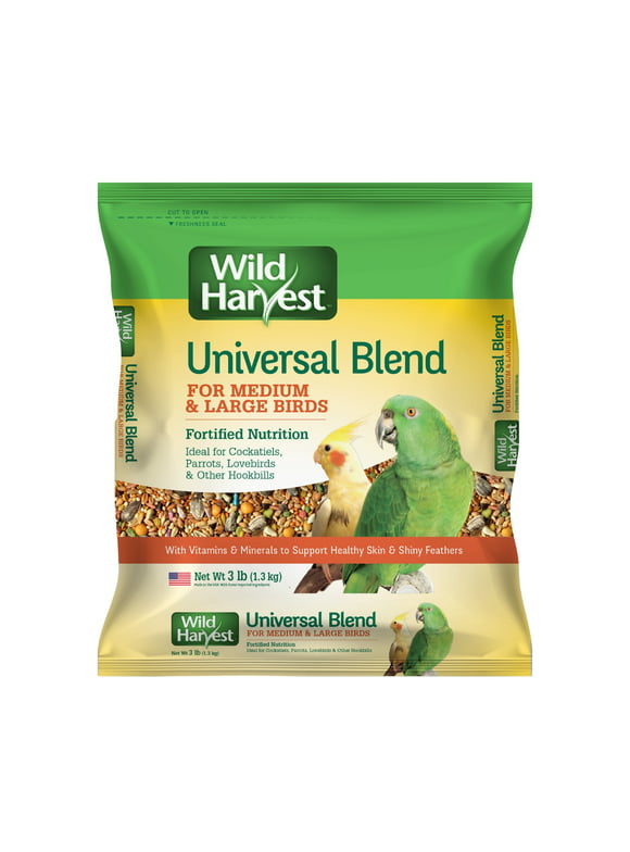 Wild Harvest Universal Blend For Medium And Large Birds 3 Pounds, Fortified Nutrition