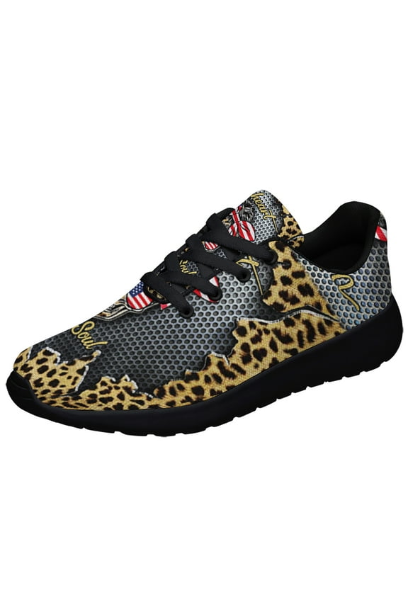 Wild Heart Gypsy Soul Leopard Skull Shoes Sneakers for Women Men Black Size 5