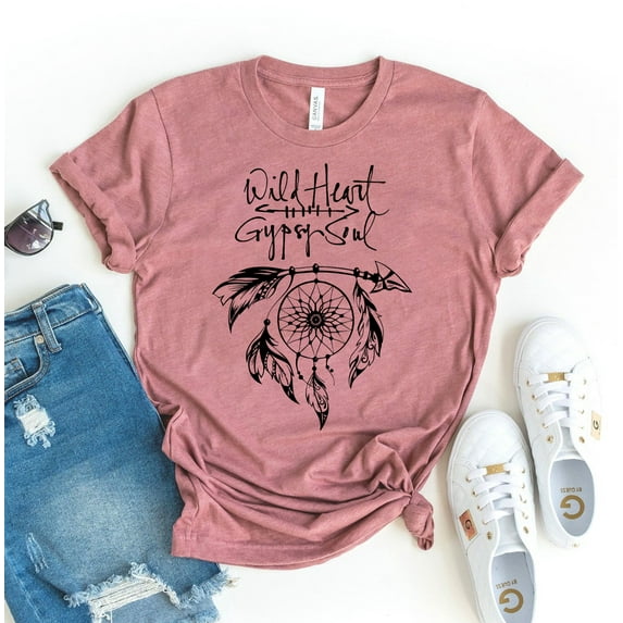 Wild Heart Gypsy Soul T-shirt Retro Shirt Boho Top Hippie Tee Traveler & Outdoor Camping Gift Free Spirit Hiking Shirts
