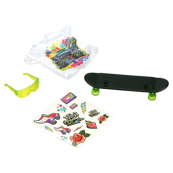 Wild Hearts Crew, Accessory 4-Pack Assortment, with Graphic Tee, Skateboard or Skates, Sunglasses, and Sheet of Temporary Tattoos