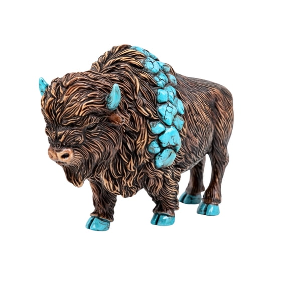 Wild Heritage Buffalo Whisper Resin Buffalo Figurine Western Rustic Bison Decor, Native-Inspired Southwestern Statue, Wildlife Collectible Shelf & Desk Accent, Unique Gift for Nature Lovers