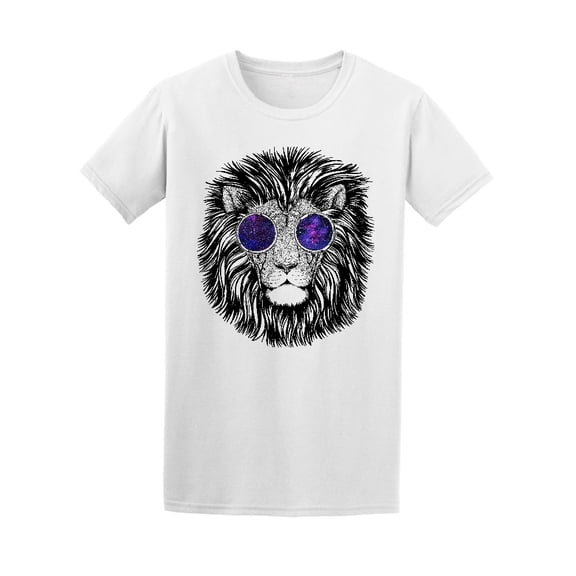 Wild Hipster Lion Galaxy Glasses T-Shirt Men -Image by Shutterstock, Male 4X-Large