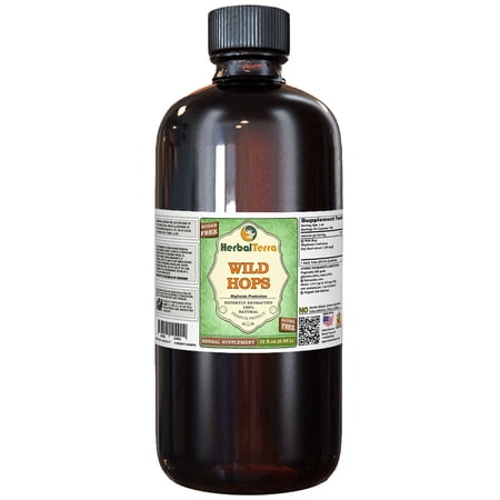 Wild Hops Dry Root KETO Friendly Alcohol-Free Absolutely Natural Expertly Extracted by Trusted HerbalTerra Brand Liquid Extract. Proudly made in USA. Glycerite 32 Fl.Oz