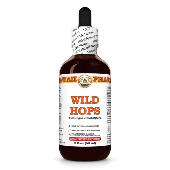 Wild Hops (Flemingia Strobilifera) Dry Root Liquid Extract. Expertly Extracted by Trusted HawaiiPharm Brand. Absolutely Natural. Proudly made in USA. Tincture 2 Fl.Oz