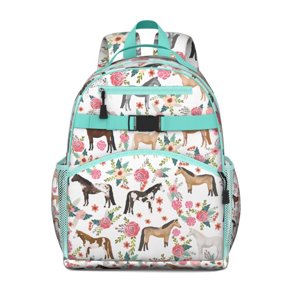 Wild Horse Design Travel Backpack - Waterproof Commuter Bag with Chest Strap & Spacious Compartments for Students