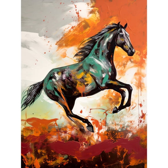 Wild Horse Galloping Across a Barren Landscape Extra Large XL Wall Art Poster Print