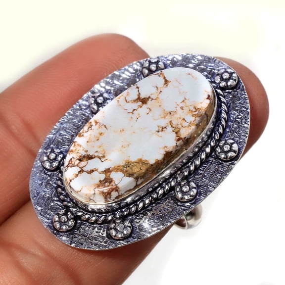 Wild Horse Gemstone Handmade Fashion Antique Design Ring Jewelry 7.75" SA 168
