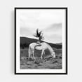 thumbnail image 1 of Wild Horse Girl - Photography Black and White Horse Surrealism Nature Landscape Rural Art Deco Black Framed Wall Art Print 11 x 14 inches, 1 of 3