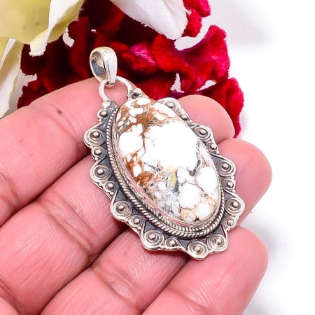Wild Horse Jasper 925 Sterling Silver Bali Pendant 2.15 Sk10, Christmas Gift