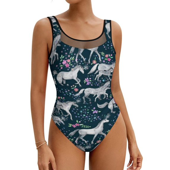 Wild Horse Lover Swimsuit Animal Print Push Up Swimwear One Piece Holiday Pool Monokini Swimsuits Graphic Beach Wear Plus Size