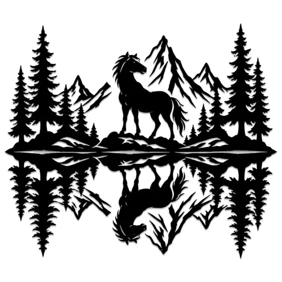 Wild Horse Mountain Landscape Metal Wall Art Metal Outdoor Decor Metal Signs Wall Art Decor Rustic Farmhouse Artwork Stunning Home Decoration for Living Room Bedroom Office