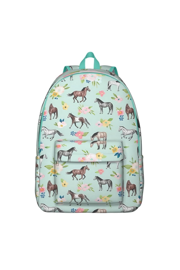Wild Horse Pattern Backpack for Teens, Durable and Waterproof School Bag with Foal and Pony Art, Ideal for Horse Lovers
