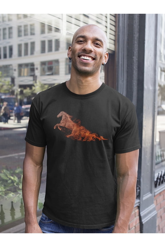 Wild Horse Smoke Art T-Shirt Men -Image by Shutterstock, Male 3X-Large