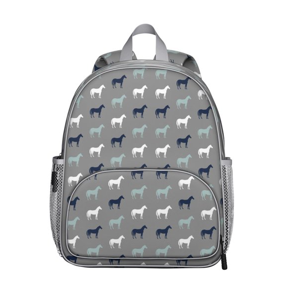 Wild Horse Student Backpack – Artistic Pony Print With Farm Flowers Retro Rural Rainbow Cute Pattern Design