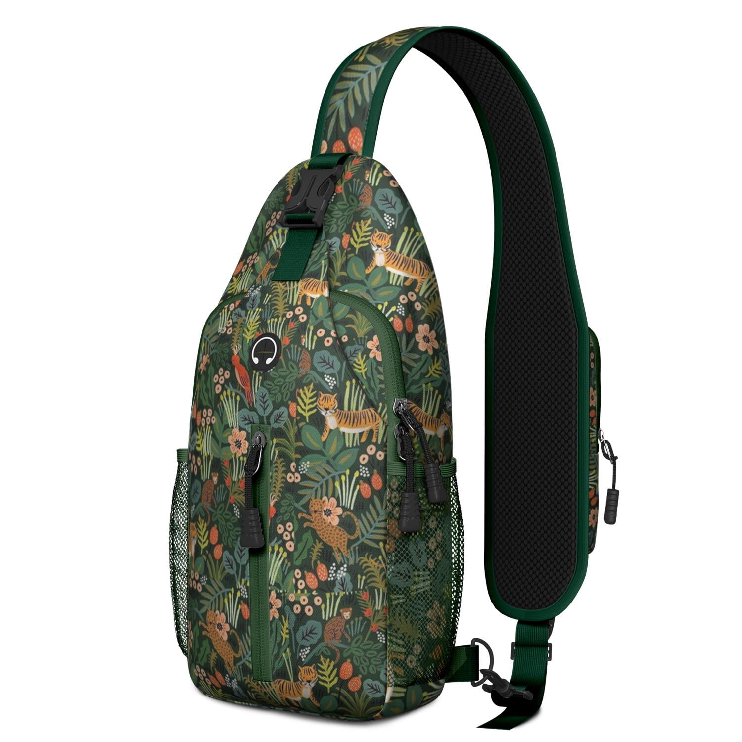 Wild Horse and Flowers Design Hiking Daypack – Secure Zippers, Lightweight, Artistic Floral Print – Cute Rainbow Pattern Travel Chest Bag