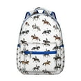 thumbnail image 1 of Wild Horse and Foal Pattern Student School Backpack with Floral Retro Rural Cute Rainbow Print Design, 1 of 6