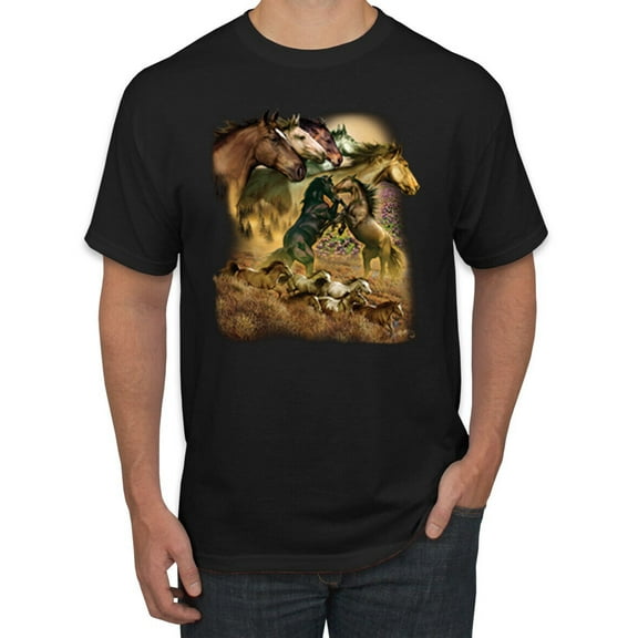 Wild Horses Running Through Fields Animals Men Graphic Tshirt