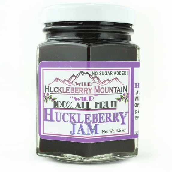 Wild Huckleberry Mountain ALL FRUIT Huckleberry Jam -- NO SUGAR Added!