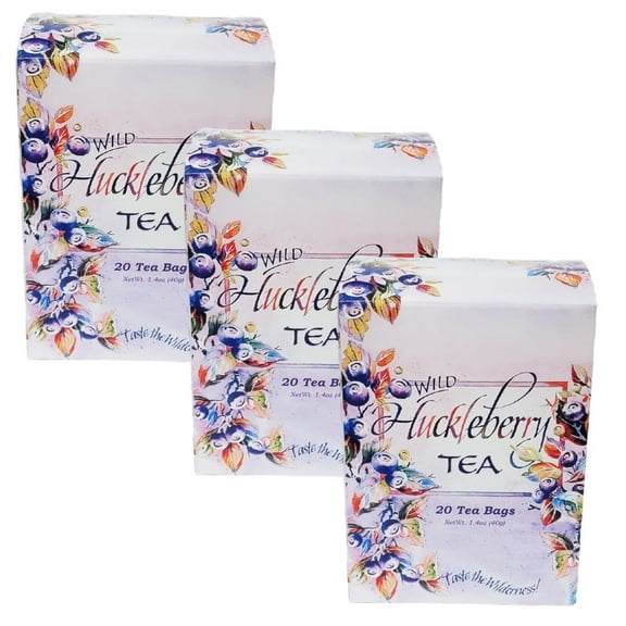 Wild Huckleberry Tea Bags From Montana 3 Pack - 60 Tea Bags. Black Ceylon Tea with Huckleberry Natural Flavors.