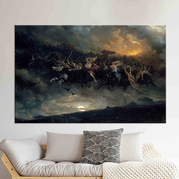 The Wild Hunt Of Odin, Wall Decor, 3D Wall Art, 3D Canvas, The Wild Hunt Of Odin Canvas Decor, Norse Mythology 3D Canvas, Canvas Wall Decor - Rolled Canvas
