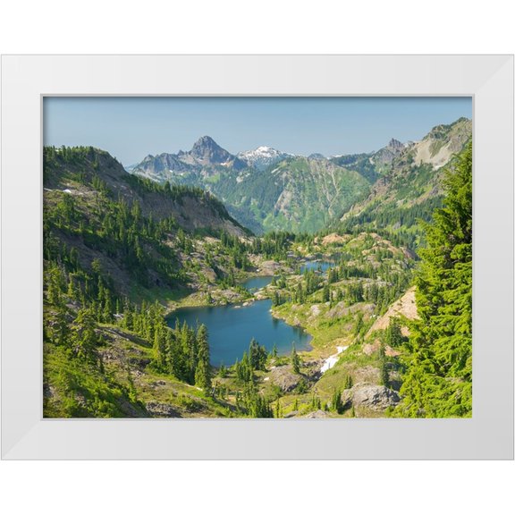 Wild, Jamie and Judy 14x12 White Modern Wood Framed Museum Art Print Titled - Washington State-Central Cascades-Rampart Ridge-Rampart Lakes