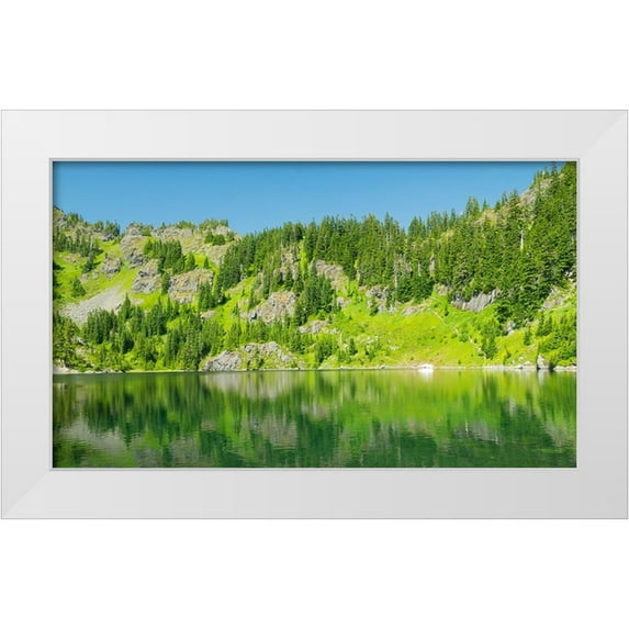 Wild, Jamie and Judy 24x16 White Modern Wood Framed Museum Art Print Titled - Washington State-Central Cascades-Rampart Ridge-Lake Lillian