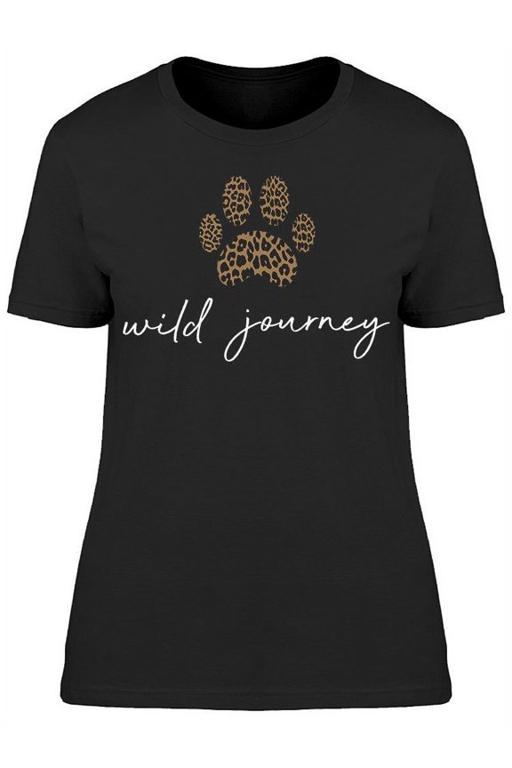 Wild Journey Leopard Print Paw T-Shirt Women -Image by Shutterstock, Female Large