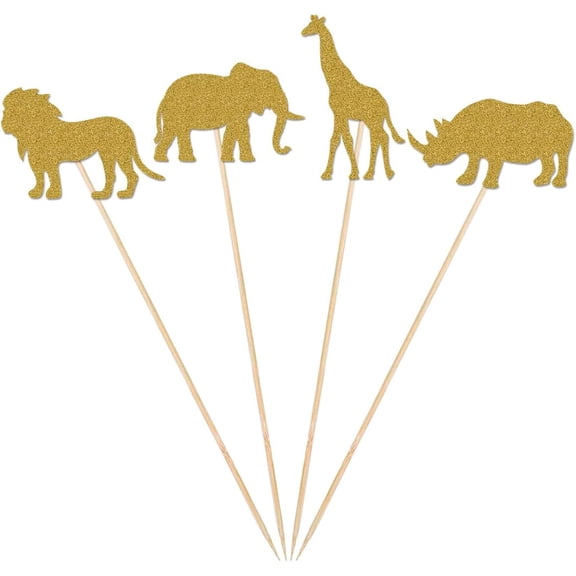 Wild Jungle Animals Centerpiece Sticks, 12-Pack Table Topper Girl Boy Birthday Baby Shower Party Decorations