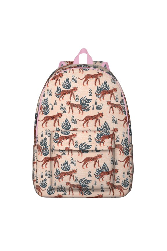 Wild Jungle Tiger Backpack for Students, Lightweight Laptop Bookbag with Striped Bengal Art, Roaring Face and Artistic Painting Style
