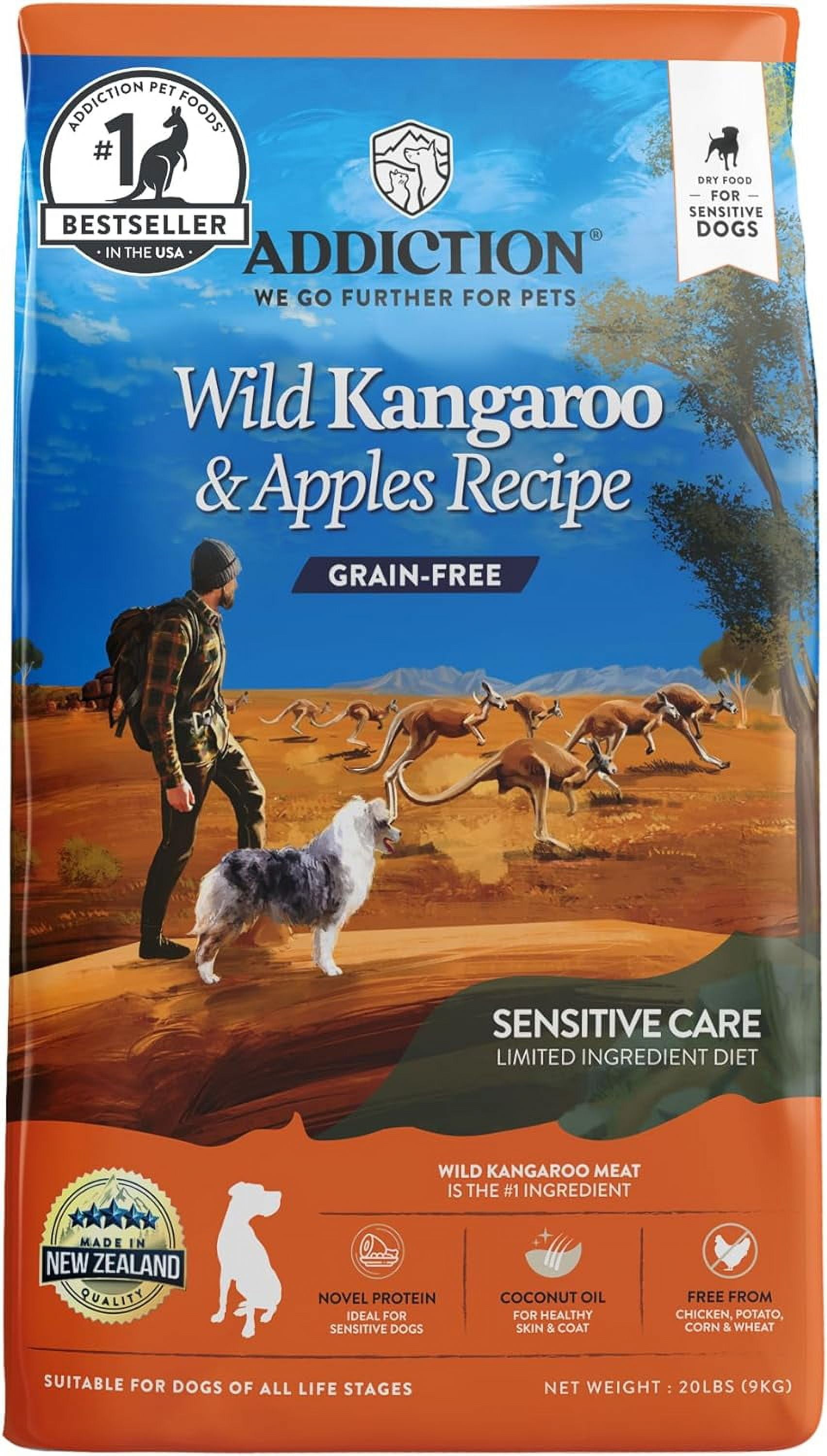 Wild Kangaroo & Apples Dry Dog Food Limited Ingredient Novel Protein Muscle and Weight