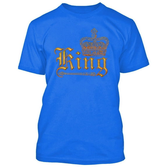 Wild King Crown Printed Men's T-shirt Best Party Tee Color Royal Blue Large