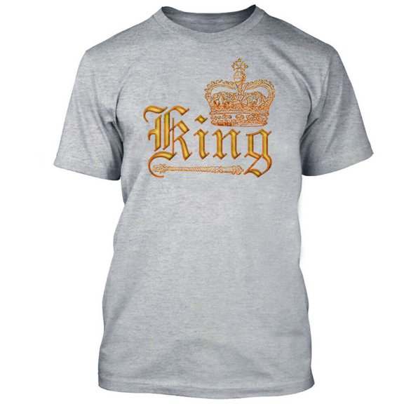 Wild King Crown Printed Men's T-shirt Best Party Tee Color Sport Gray Small