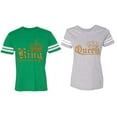 thumbnail image 1 of Wild King Queen Matching Couple Cotton Jerseys (Men Green / Women Heather) (Men XL / Women XL), 1 of 3