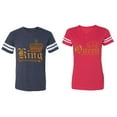 thumbnail image 1 of Wild King Queen Matching Couple Cotton Jerseys (Men Navy / Women Red) (Men XL / Women L), 1 of 3