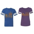 thumbnail image 1 of Wild King Queen Matching Couple Cotton Jerseys (Men Royal / Women Purple) (Men L / Women XXL), 1 of 3
