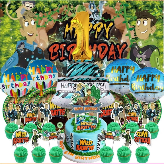 Wild Kratts 1st Tableware Balloons Cake Toppers Backdrop Banner Supplies Party Decor Plates Decorations
