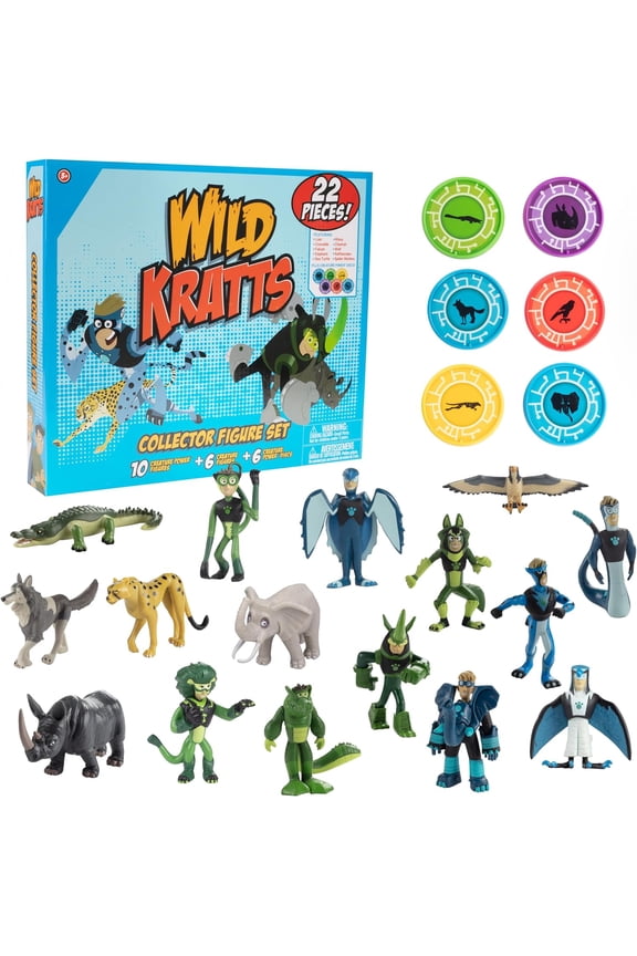 22-Pack Action Figure Set - Officially Licensed, Includes 3" Chris & Martin Kratt, Creature Figurines & Discs - Ages 3+